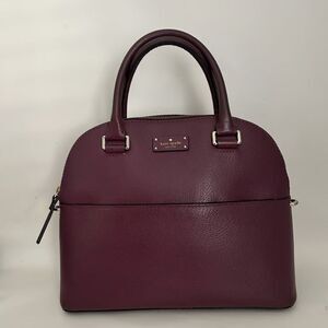 Kate Spade Dome Satchel Pebbled Leather Handbag Burgundy Purse Pre-Owned Women